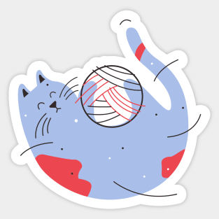 Cat with Cotton Ball Sticker